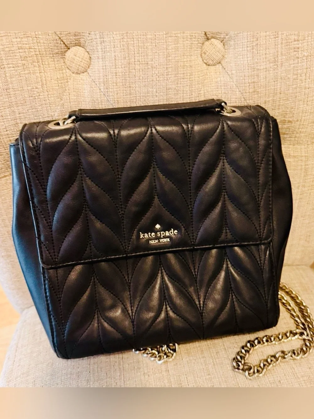 Kate Spade Black Quilted Leather Brayden Briar Lane Backpack/Crossbody Bag - EUC